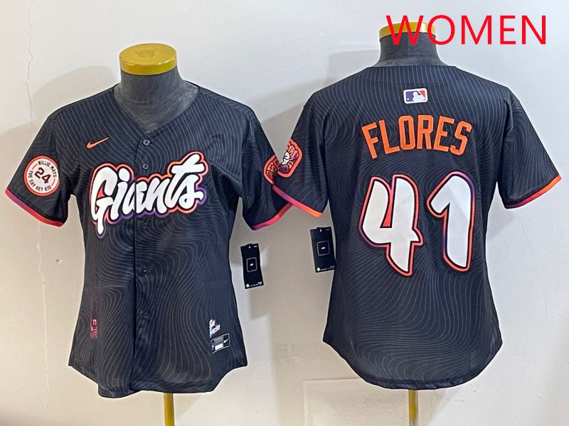 Women San Francisco Giants 41 Flores Black Joint Name 2025 Nike MLB Jersey style 9